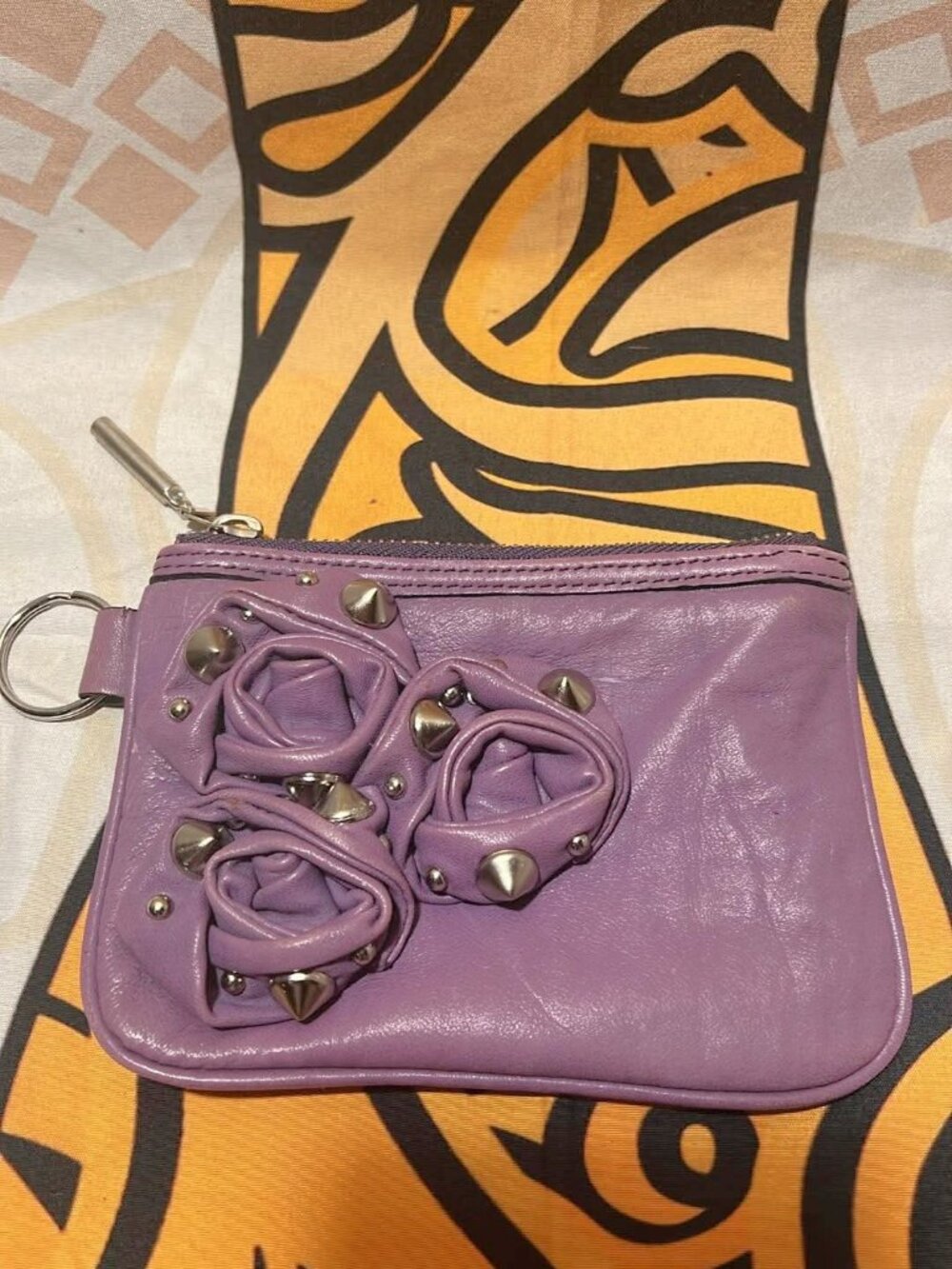 Betsey Johnson Lamb Leather Rose Studded Coin Pouch